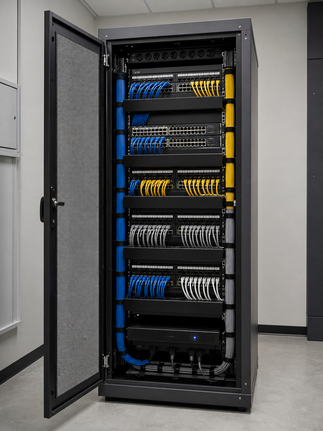 Sauber organisierter Serverschrank